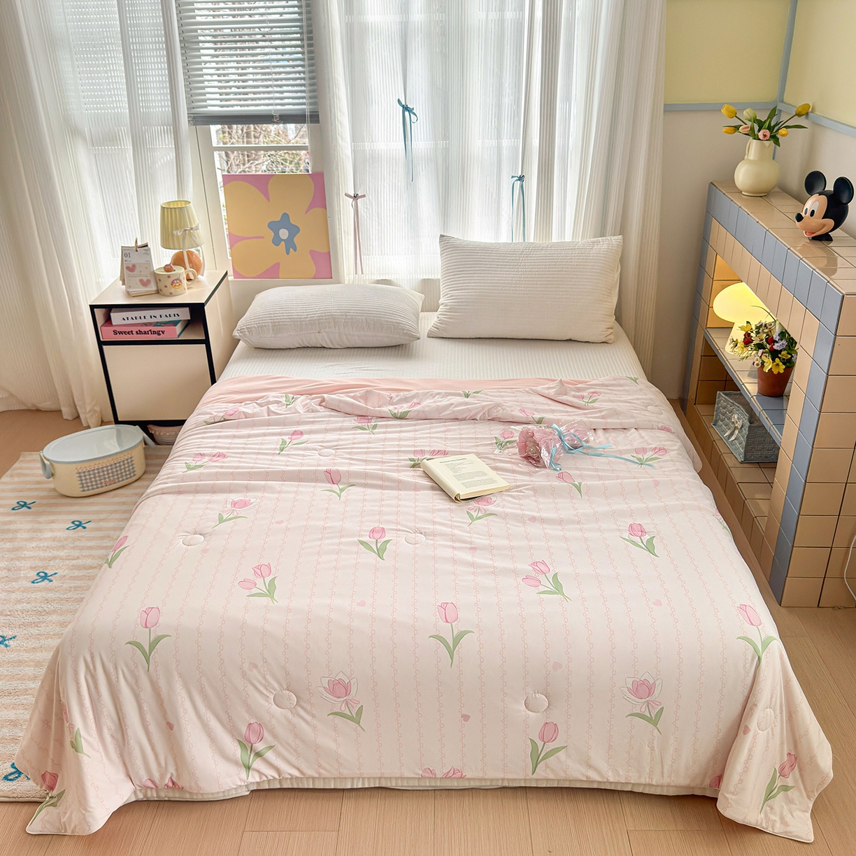 亿梵家居 2026新款锦氨印花凉感夏被 盛夏-粉