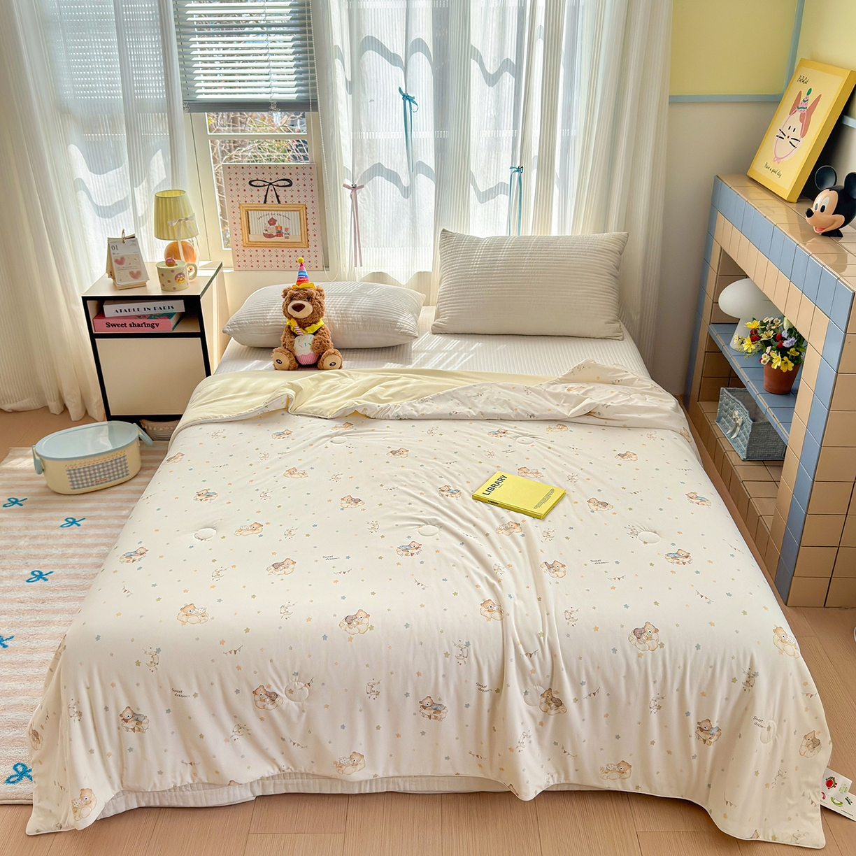 亿梵家居 2026新款锦氨印花凉感夏被 晚安小熊