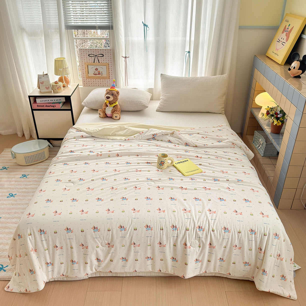 亿梵家居 2026新款锦氨印花凉感夏被 俏皮小狗