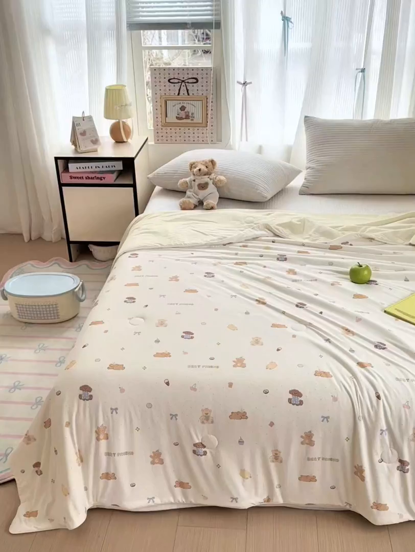 91家纺网 家纺一手货源 找家纺 亿梵家居 2026新款锦氨印花凉感夏被 甜心宝贝