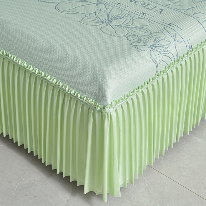 91家纺网 家纺一手货源 找家纺 2026新款PE聚乙烯中分子凉感冰感凉豆豆床裙三件套伴夏-绿