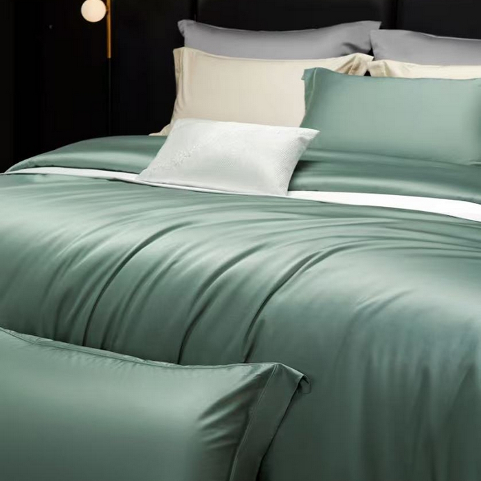 91家纺网 家纺一手货源 找家纺 玖玖爱家纺 2026新款顶奢进口LFH级天丝棉四件套--雅韵 雅韵-青石蓝