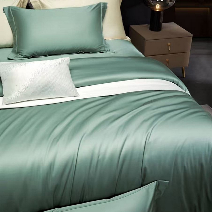 91家纺网 家纺一手货源 找家纺 玖玖爱家纺 2026新款顶奢进口LFH级天丝棉四件套--雅韵 雅韵-青石蓝