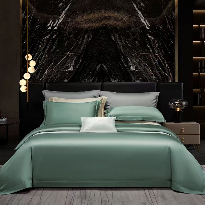 玖玖爱家纺 2026新款顶奢进口LFH级天丝棉四件套--雅韵 雅韵-青石蓝