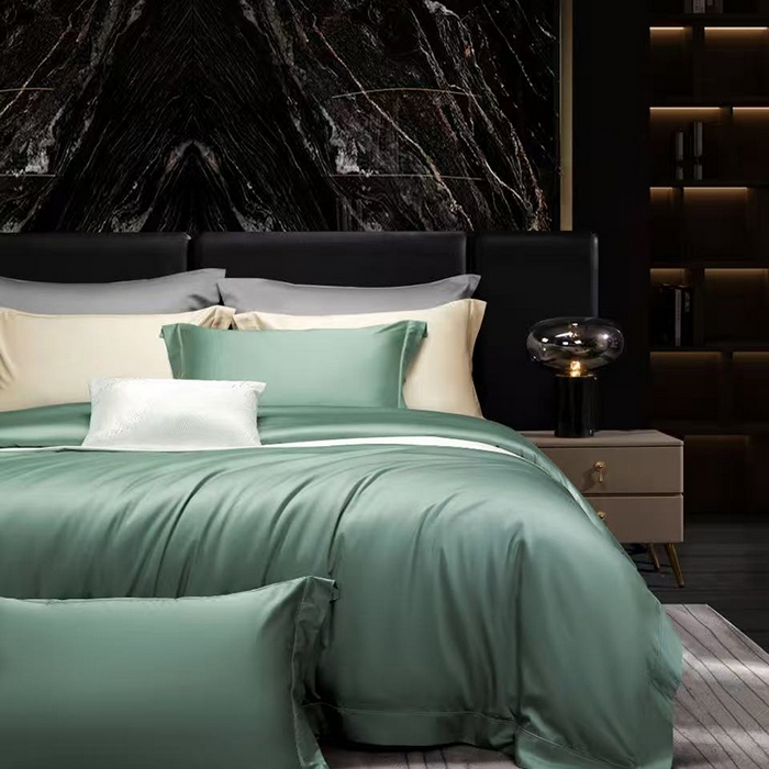 91家纺网 家纺一手货源 找家纺 玖玖爱家纺 2026新款顶奢进口LFH级天丝棉四件套--雅韵 雅韵-青石蓝