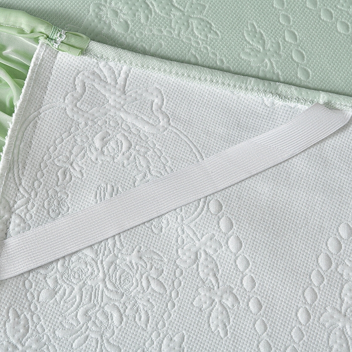 91家纺网 家纺一手货源 找家纺 2026新款PE聚乙烯中分子凉感冰感凉豆豆床裙三件套欧式-绿