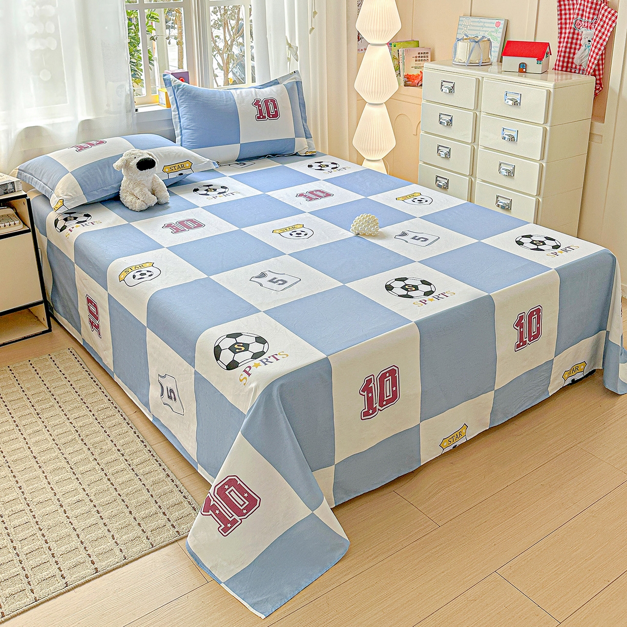 91家纺网 家纺一手货源 找家纺 依庭 2026新款12868全棉纯棉印花床笠甜梦小狗