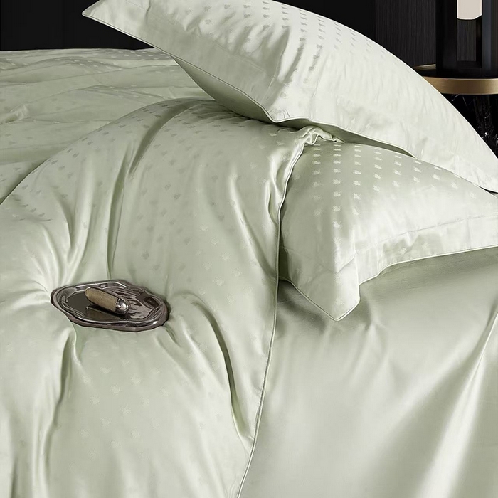 91家纺网 家纺一手货源 找家纺 玖玖爱家纺 2026新款顶奢进口LFH级天丝棉四件套-云薇 云薇-赛琳绿