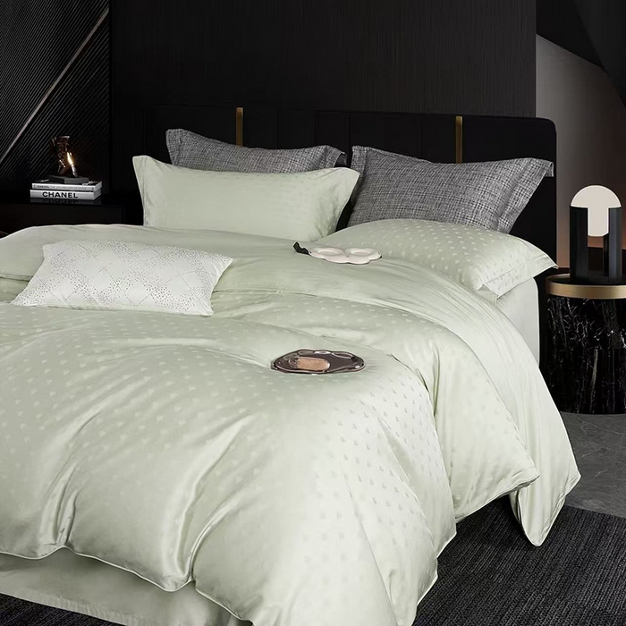 91家纺网 家纺一手货源 找家纺 玖玖爱家纺 2026新款顶奢进口LFH级天丝棉四件套-云薇 云薇-赛琳绿