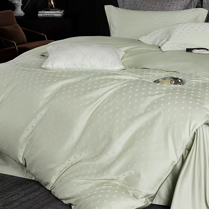 91家纺网 家纺一手货源 找家纺 玖玖爱家纺 2026新款顶奢进口LFH级天丝棉四件套-云薇 云薇-赛琳绿