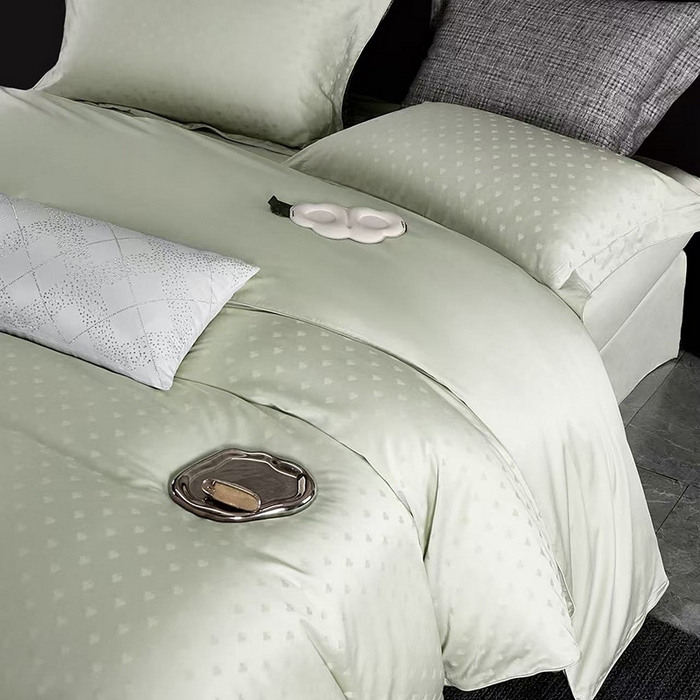 91家纺网 家纺一手货源 找家纺 玖玖爱家纺 2026新款顶奢进口LFH级天丝棉四件套-云薇 云薇-赛琳绿