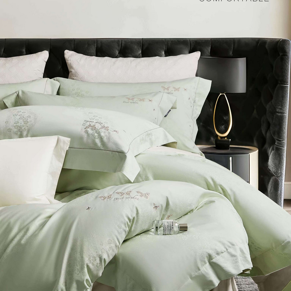 91家纺网 家纺一手货源 找家纺 （总）玖玖爱家纺 2026新款全棉色织提花绣花四件套-梦蝶