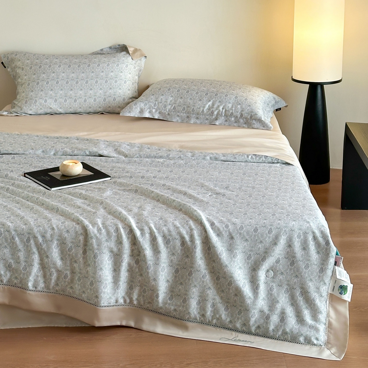 丽笙被芯 2026新款A类兰精天丝数码印花Naia镂空夏被夏凉被空调被-系列二 弗里德-绿