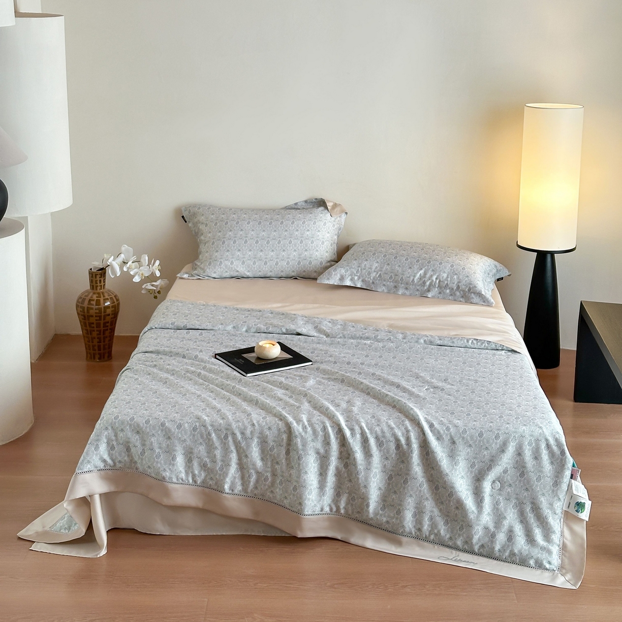 91家纺网 家纺一手货源 找家纺 丽笙被芯 2026新款A类兰精天丝数码印花Naia镂空夏被夏凉被空调被-系列二 弗里德-绿