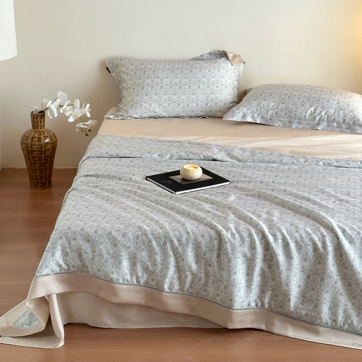 91家纺网 家纺一手货源 找家纺 丽笙被芯 2026新款A类兰精天丝数码印花Naia镂空夏被夏凉被空调被-系列二 弗里德-绿