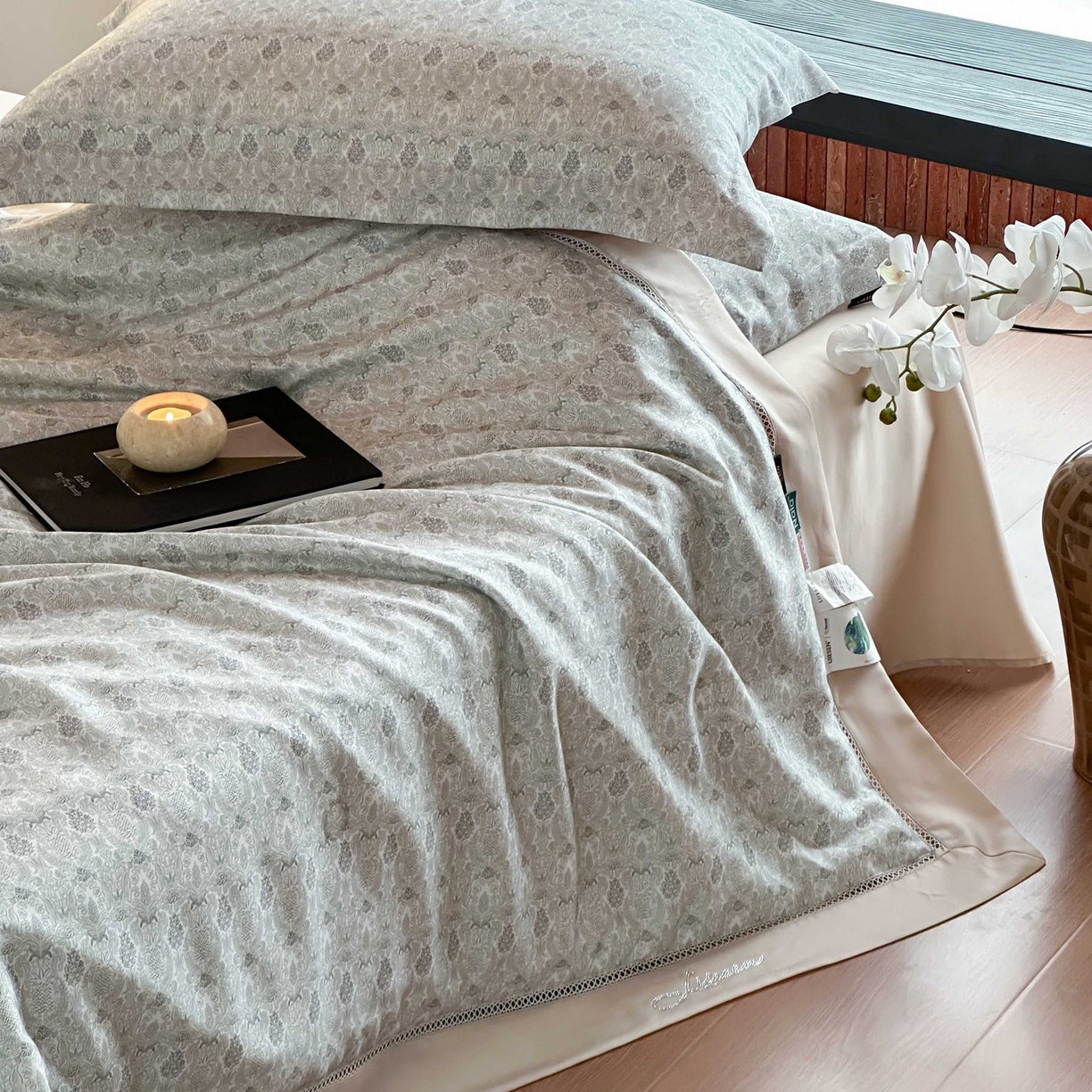 91家纺网 家纺一手货源 找家纺 丽笙被芯 2026新款A类兰精天丝数码印花Naia镂空夏被夏凉被空调被-系列二 弗里德-绿