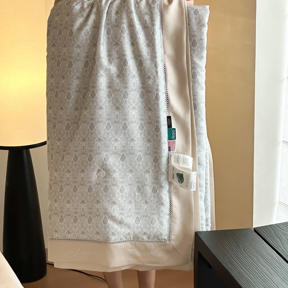 91家纺网 家纺一手货源 找家纺 丽笙被芯 2026新款A类兰精天丝数码印花Naia镂空夏被夏凉被空调被-系列二 弗里德-绿