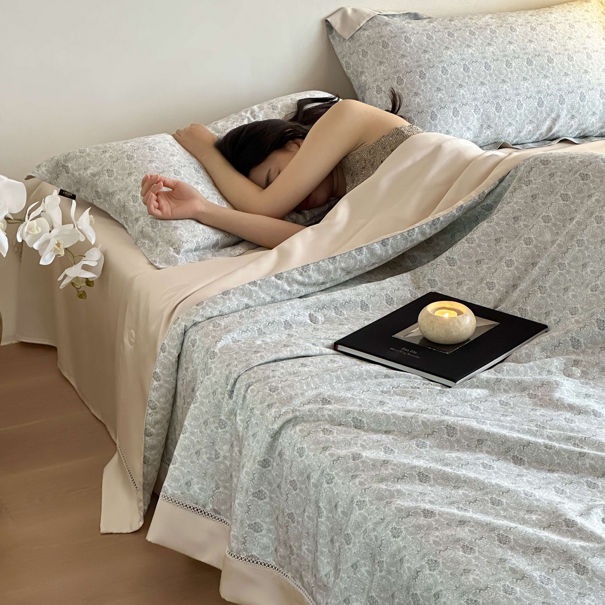 91家纺网 家纺一手货源 找家纺 丽笙被芯 2026新款A类兰精天丝数码印花Naia镂空夏被夏凉被空调被-系列二 弗里德-绿