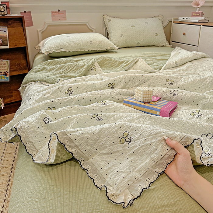 91家纺网 家纺一手货源 找家纺 （总）一比一家纺 2026新款法式花边泡芙纱夏被四件套