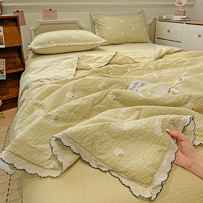 91家纺网 家纺一手货源 找家纺 （总）一比一家纺 2026新款法式花边泡芙纱夏被四件套