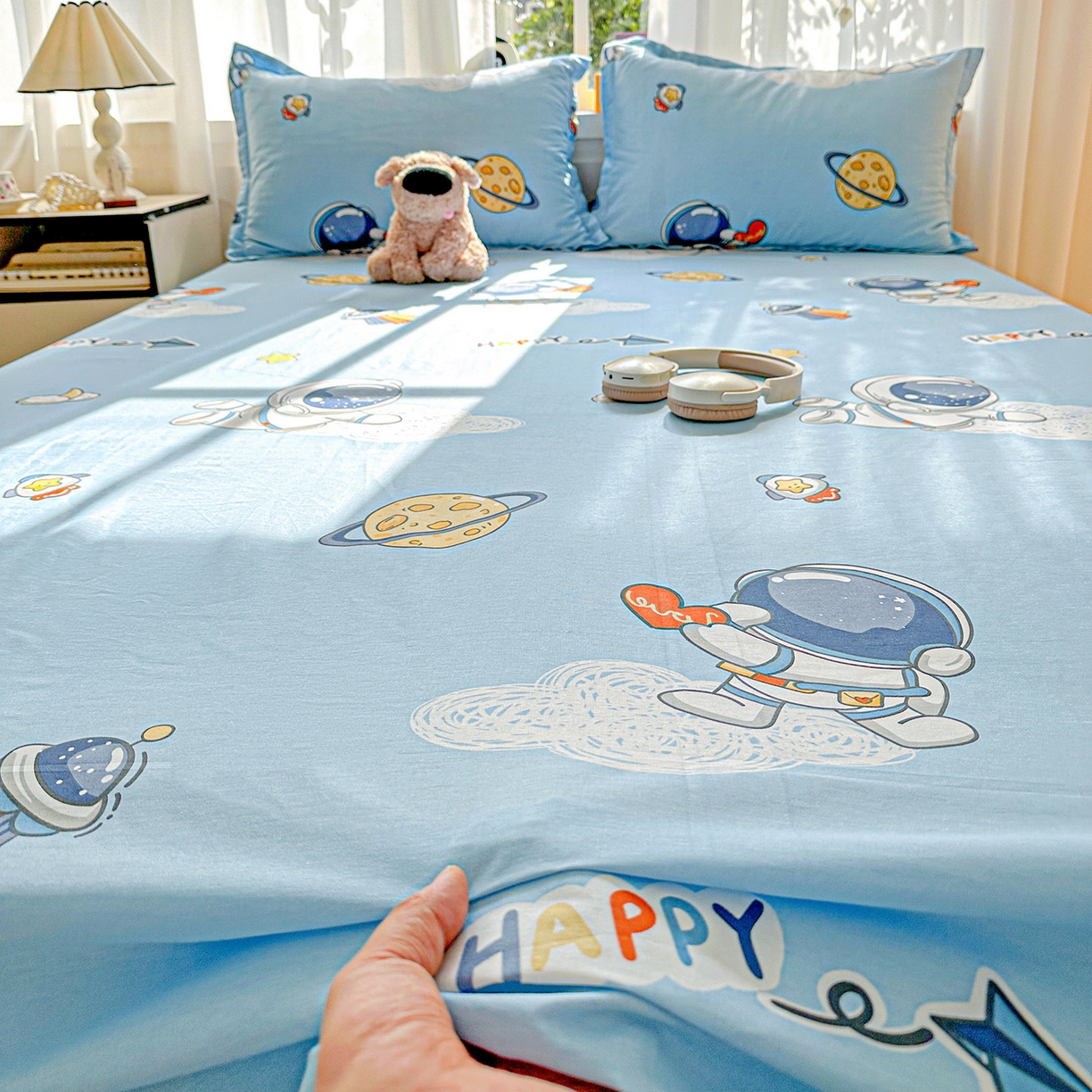 91家纺网 家纺一手货源 找家纺 依庭 2026新款12868全棉纯棉印花床单单品床单床单单件-第二批 太空奇遇-A