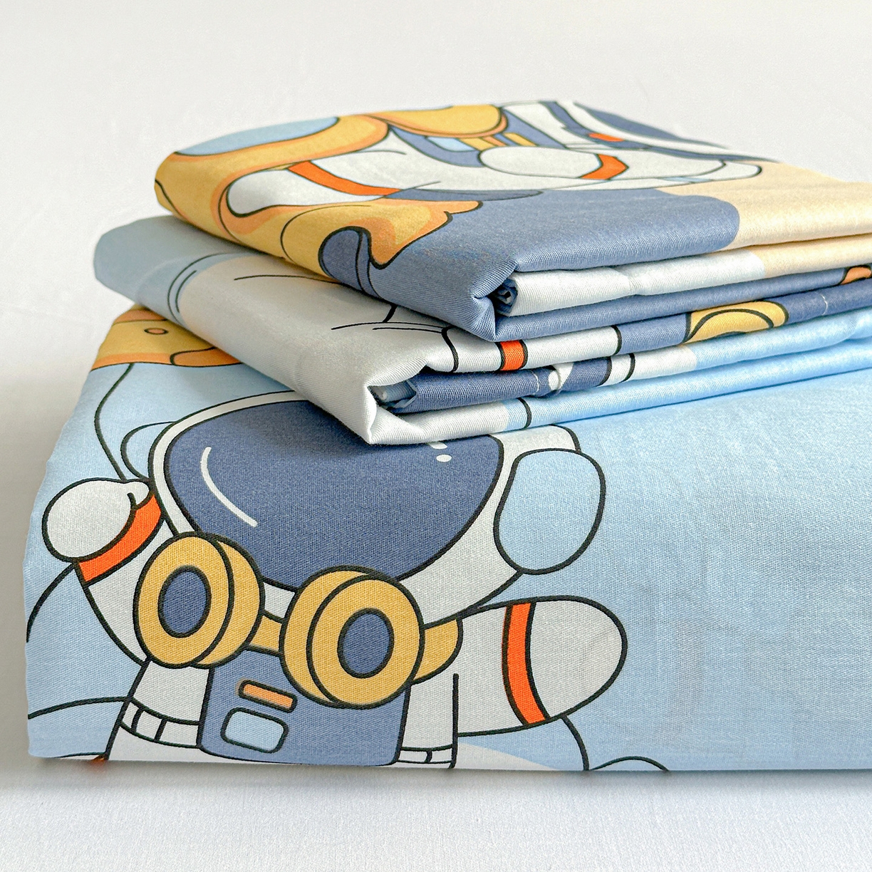 91家纺网 家纺一手货源 找家纺 依庭 2026新款12868全棉纯棉印花床单单品床单床单单件-第二批 蓝星太空人-A