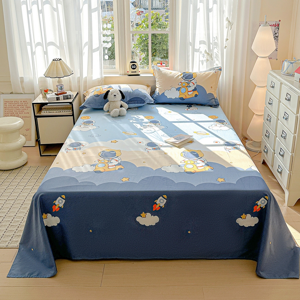 91家纺网 家纺一手货源 找家纺 依庭 2026新款12868全棉纯棉印花床单单品床单床单单件-第二批 蓝星太空人-A