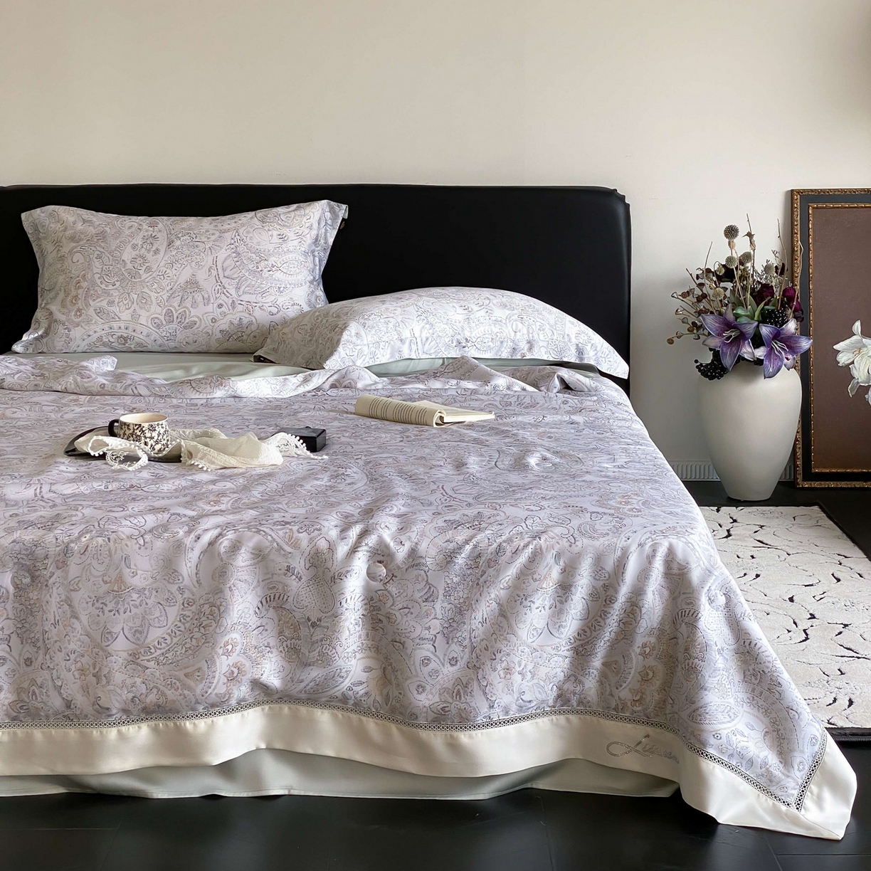 丽笙被芯 2026新款A类兰精天丝数码印花Naia镂空夏被夏凉被空调被-系列二 芙蔓