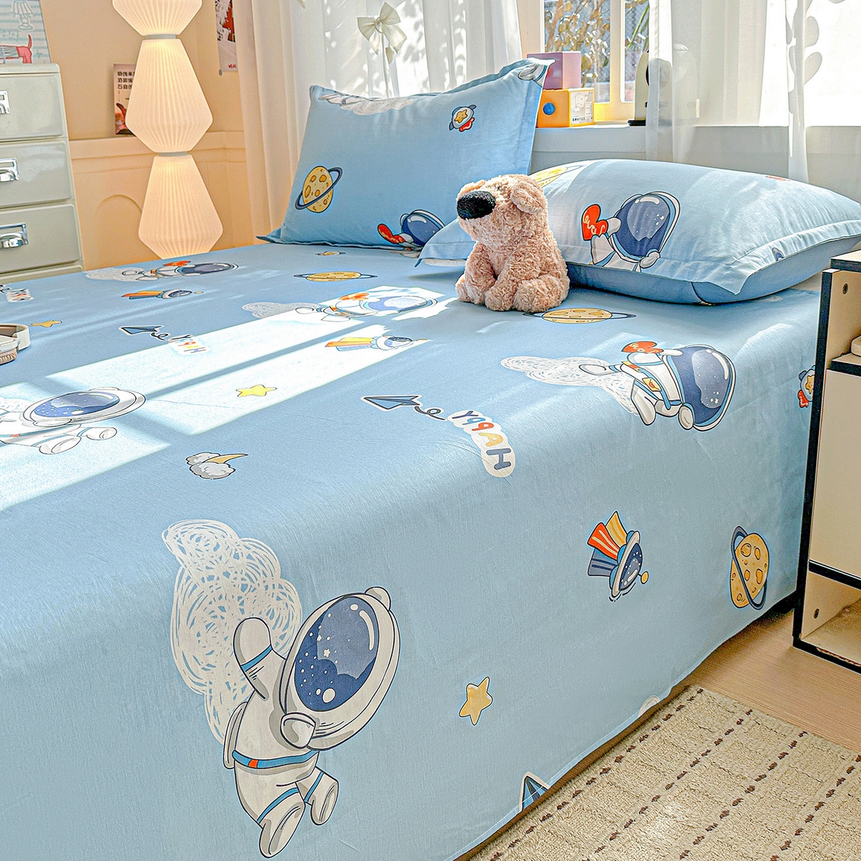 91家纺网 家纺一手货源 找家纺 依庭 2026新款12868全棉纯棉印花床单单品床单床单单件-第二批 太空奇遇-A