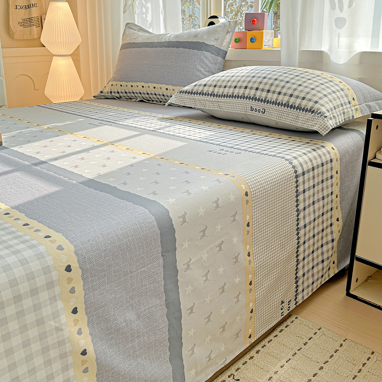 91家纺网 家纺一手货源 找家纺 依庭 2026新款12868全棉纯棉印花床单单品床单床单单件-第二批 蓝星语-A