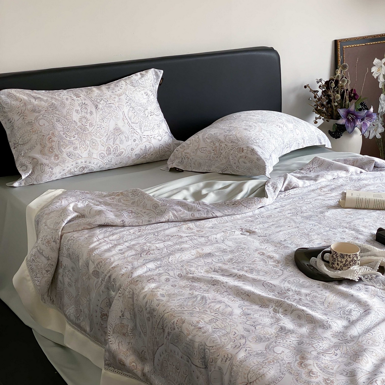 91家纺网 家纺一手货源 找家纺 丽笙被芯 2026新款A类兰精天丝数码印花Naia镂空夏被夏凉被空调被-系列二 芙蔓