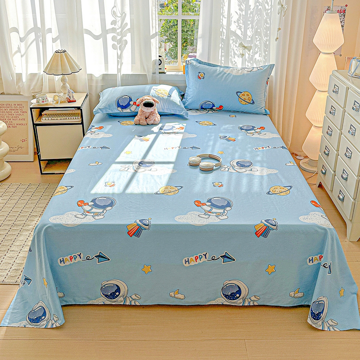 91家纺网 家纺一手货源 找家纺 依庭 2026新款12868全棉纯棉印花床单单品床单床单单件-第二批 太空奇遇-A