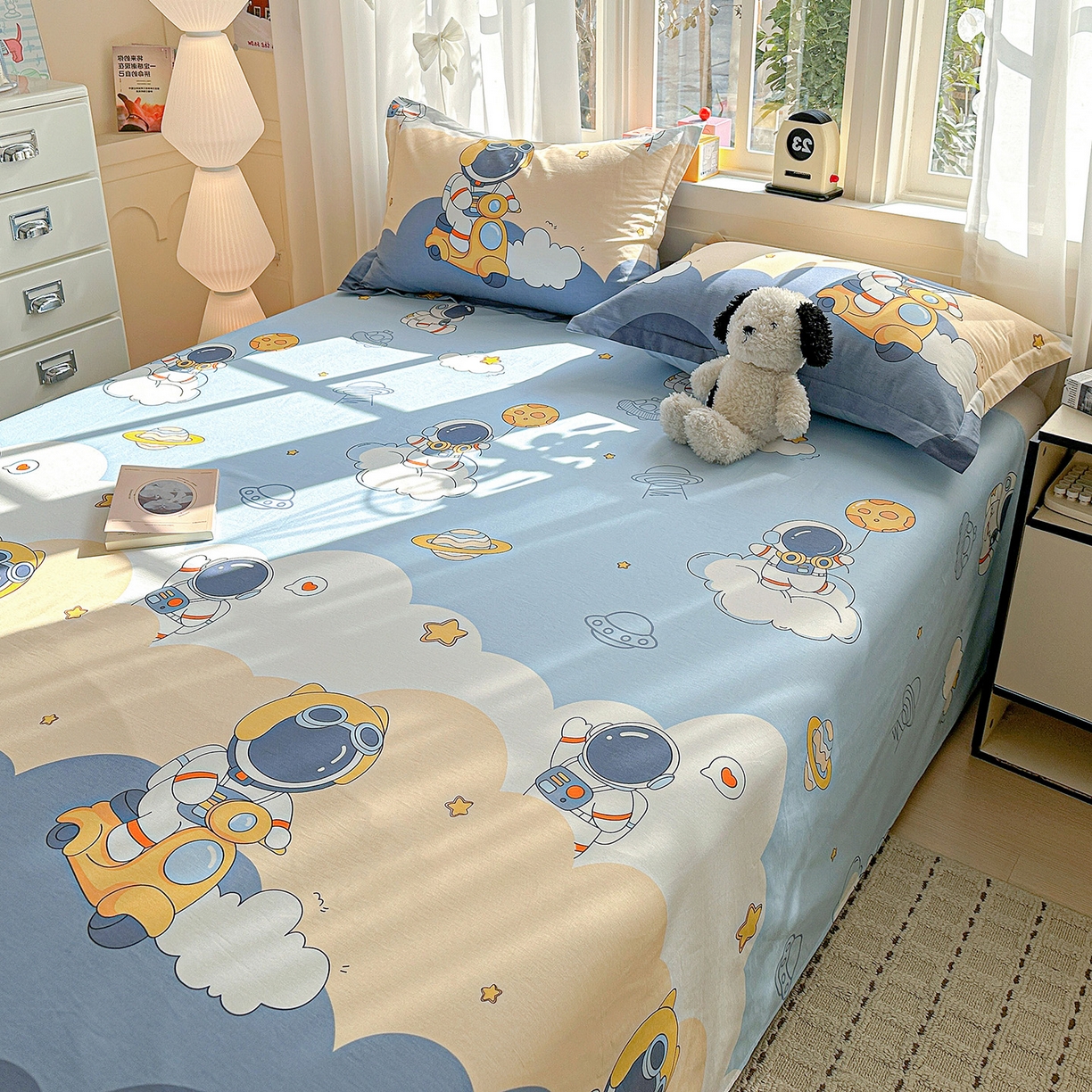 91家纺网 家纺一手货源 找家纺 依庭 2026新款12868全棉纯棉印花床单单品床单床单单件-第二批 蓝星太空人-A