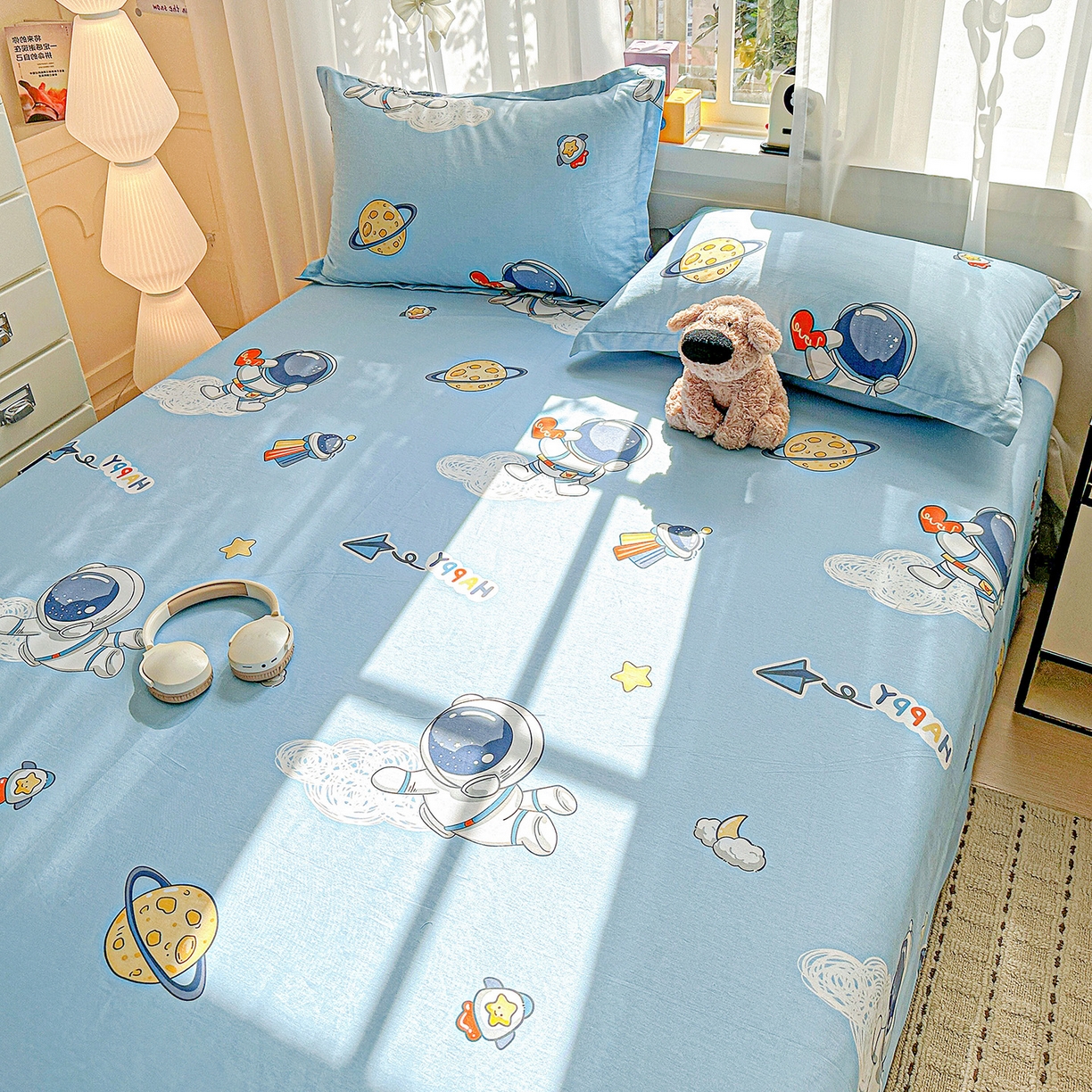 91家纺网 家纺一手货源 找家纺 依庭 2026新款12868全棉纯棉印花床单单品床单床单单件-第二批 太空奇遇-A