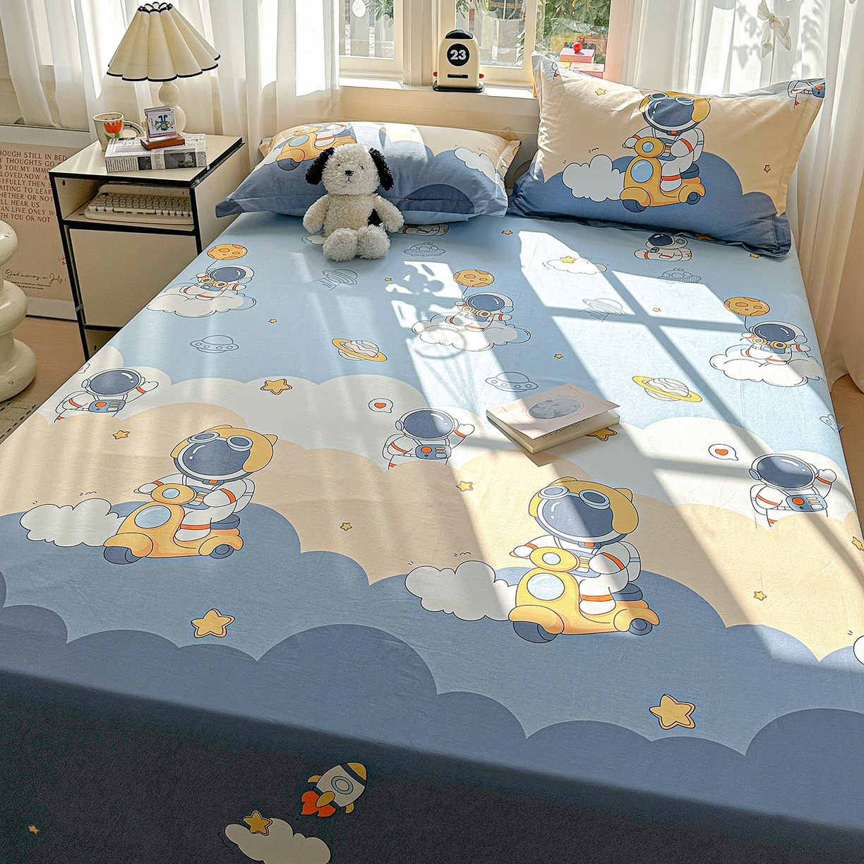 91家纺网 家纺一手货源 找家纺 依庭 2026新款12868全棉纯棉印花床单单品床单床单单件-第二批 蓝星太空人-A