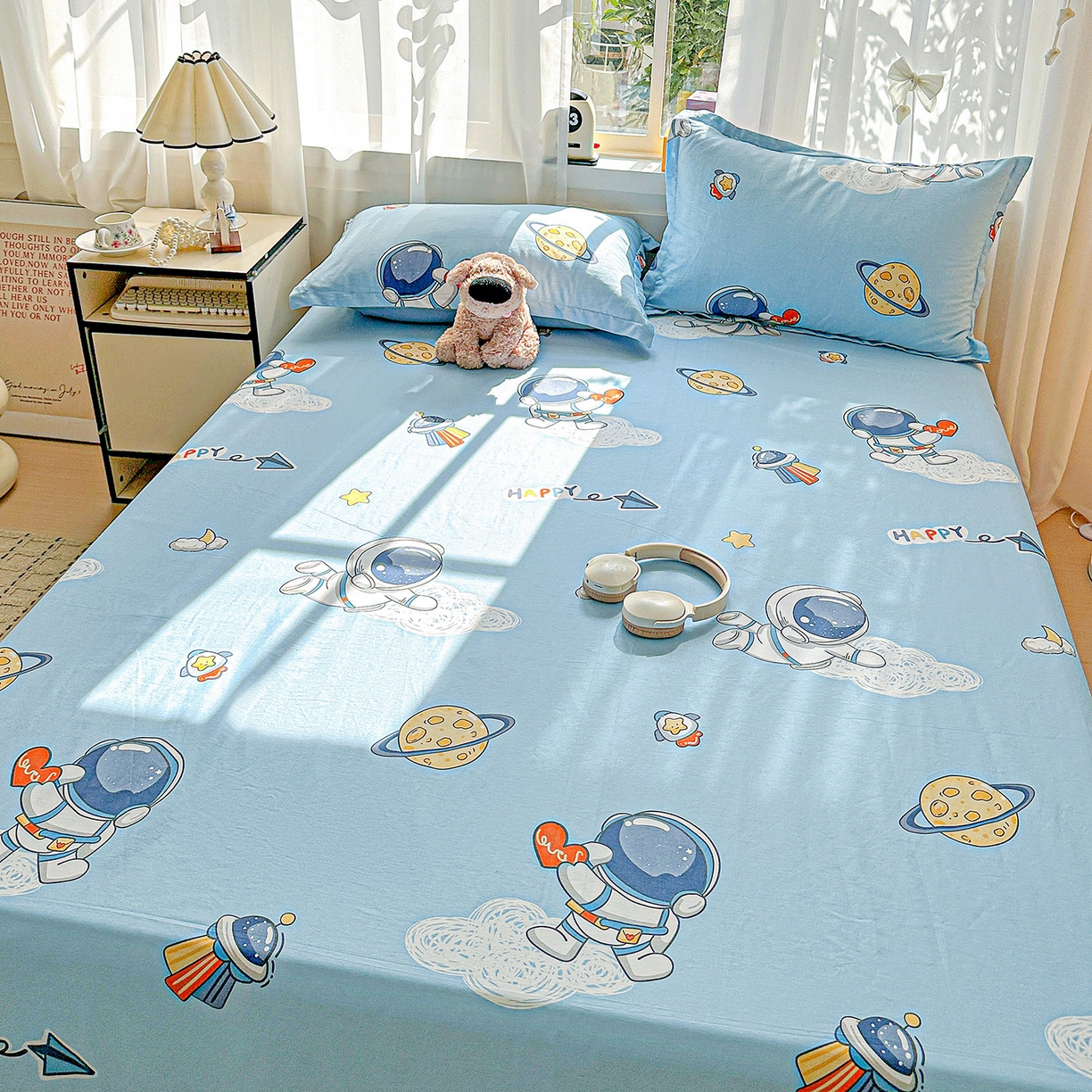 91家纺网 家纺一手货源 找家纺 依庭 2026新款12868全棉纯棉印花床单单品床单床单单件-第二批 太空奇遇-A