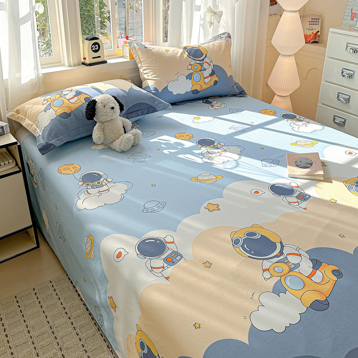 91家纺网 家纺一手货源 找家纺 依庭 2026新款12868全棉纯棉印花床单单品床单床单单件-第二批 蓝星太空人-A