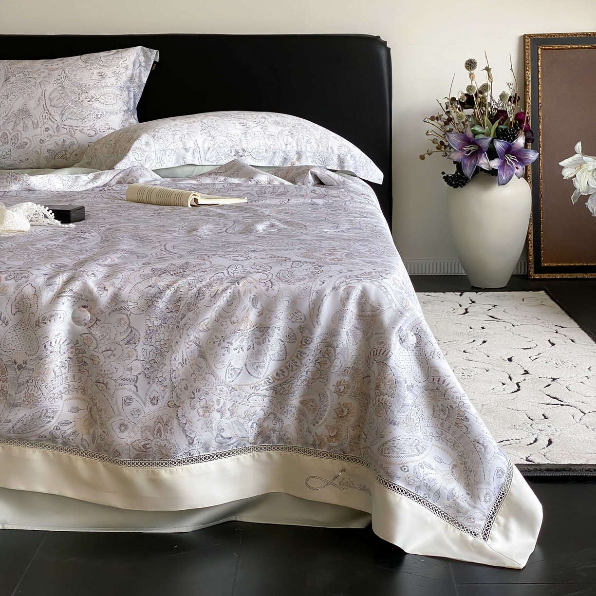 91家纺网 家纺一手货源 找家纺 丽笙被芯 2026新款A类兰精天丝数码印花Naia镂空夏被夏凉被空调被-系列二 芙蔓