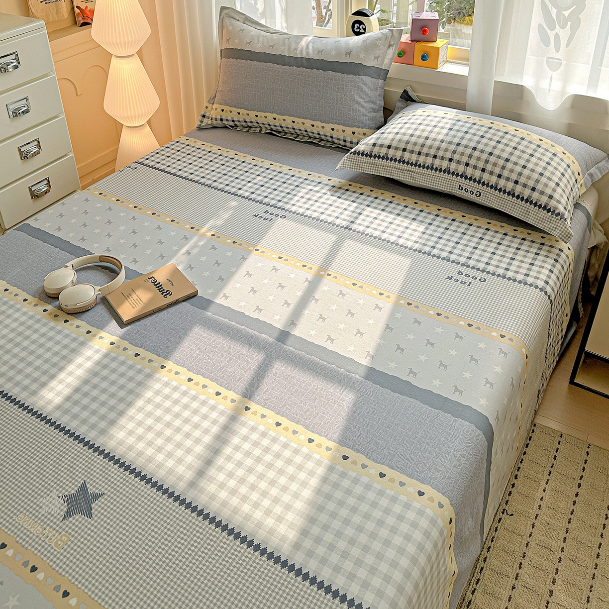 91家纺网 家纺一手货源 找家纺 依庭 2026新款12868全棉纯棉印花床单单品床单床单单件-第二批 蓝星语-A