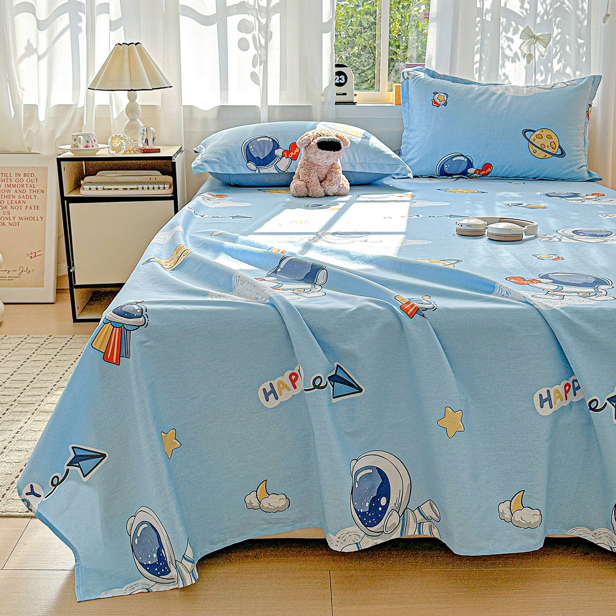 91家纺网 家纺一手货源 找家纺 依庭 2026新款12868全棉纯棉印花床单单品床单床单单件-第二批 太空奇遇-A