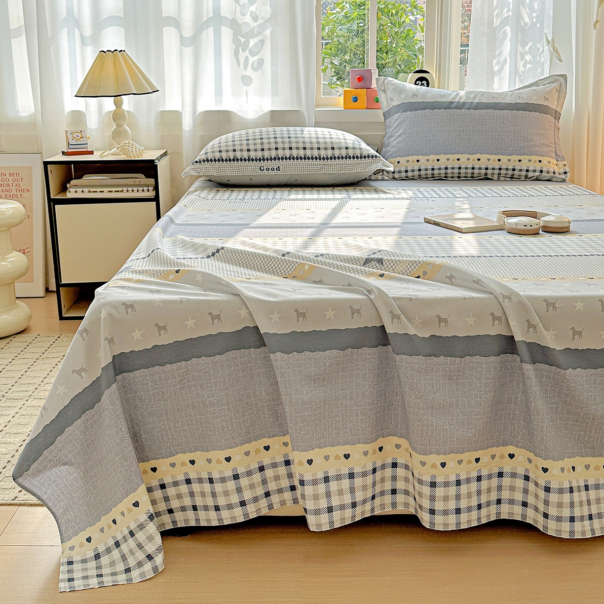 91家纺网 家纺一手货源 找家纺 依庭 2026新款12868全棉纯棉印花床单单品床单床单单件-第二批 蓝星语-A