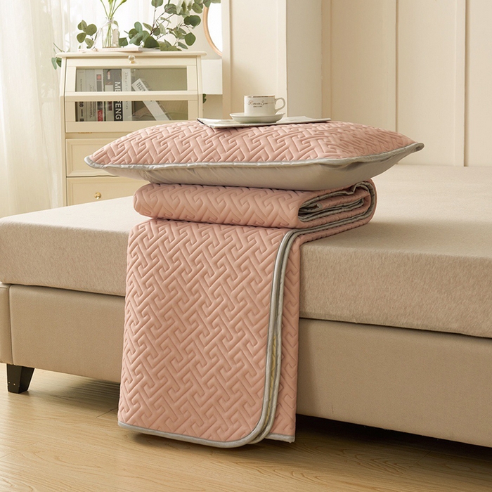 91家纺网 家纺一手货源 找家纺 （总）玖玖爱家纺 2026新款天然水洗乳胶凉感丝凉席三件套