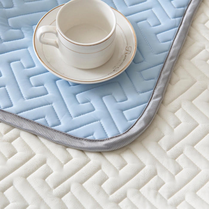 91家纺网 家纺一手货源 找家纺 玖玖爱家纺 2026新款天然水洗乳胶凉感丝凉席三件套 蓝