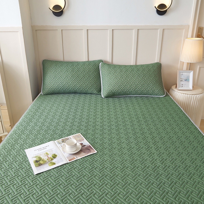 91家纺网 家纺一手货源 找家纺 玖玖爱家纺 2026新款天然水洗乳胶凉感丝凉席三件套 绿