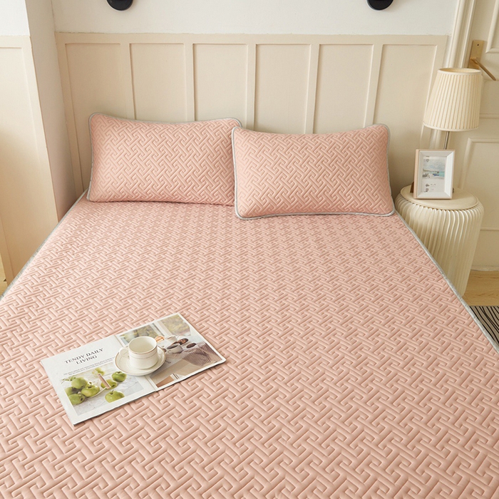 91家纺网 家纺一手货源 找家纺 玖玖爱家纺 2026新款天然水洗乳胶凉感丝凉席三件套 玉