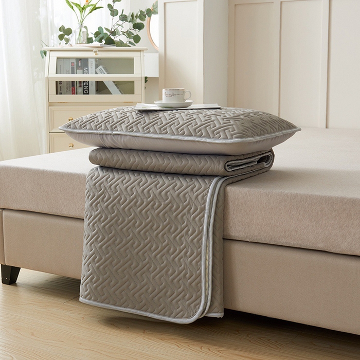 玖玖爱家纺 2026新款天然水洗乳胶凉感丝凉席三件套 灰