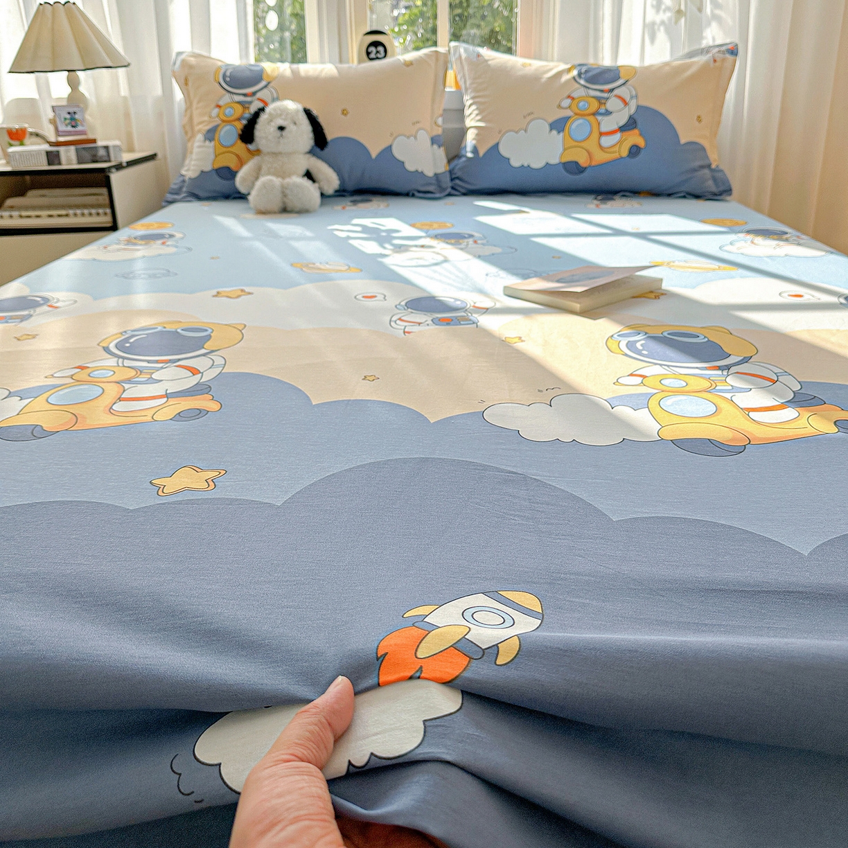 91家纺网 家纺一手货源 找家纺 依庭 2026新款12868全棉纯棉印花床单单品床单床单单件-第二批 蓝星太空人-A