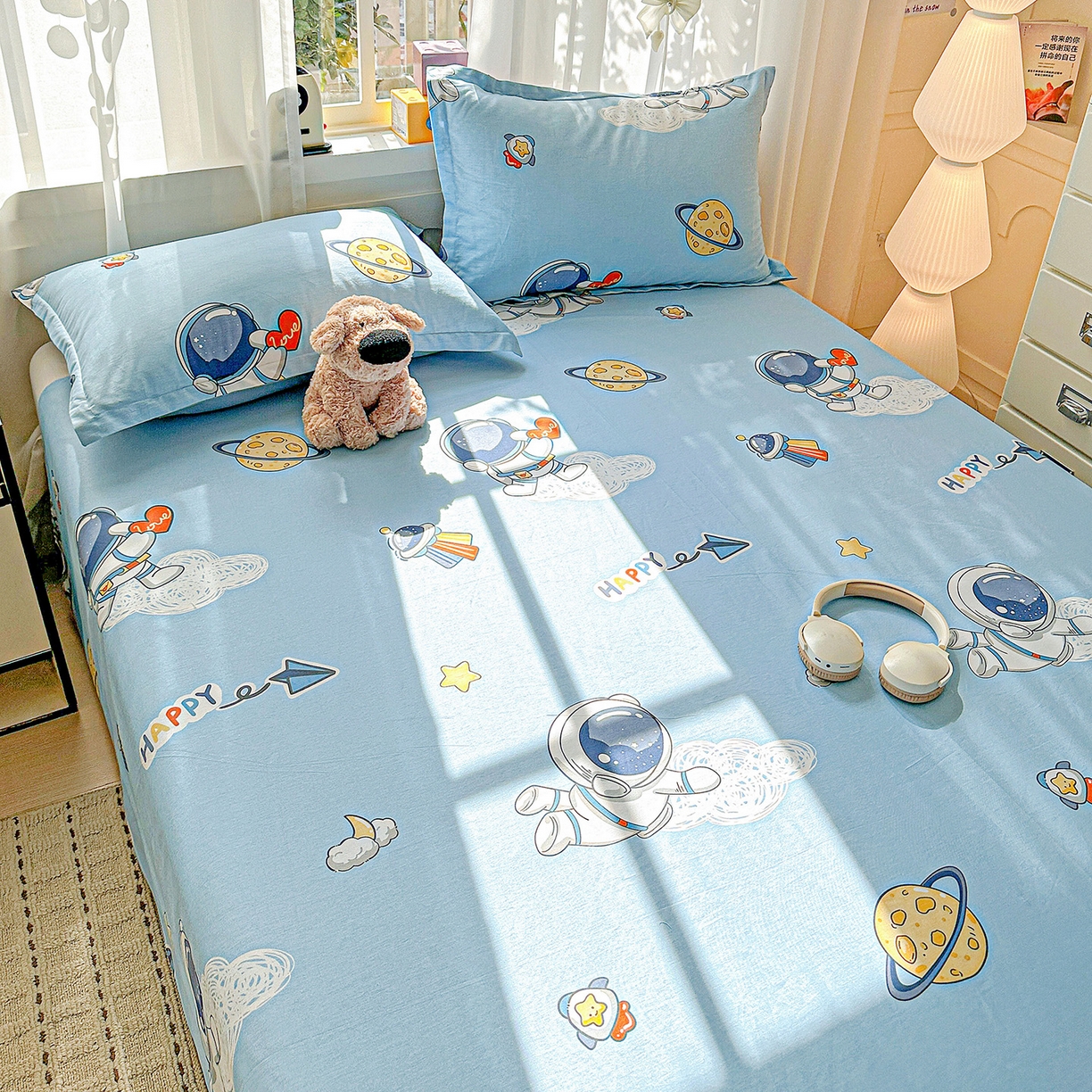 91家纺网 家纺一手货源 找家纺 依庭 2026新款12868全棉纯棉印花床单单品床单床单单件-第二批 太空奇遇-A