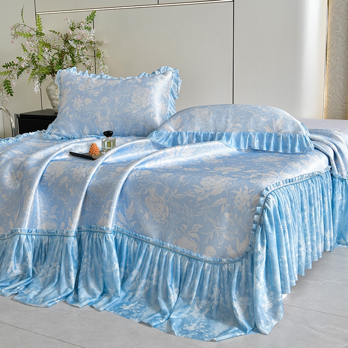 91家纺网 家纺一手货源 找家纺 （总）梦之星 2026新款豆豆冰丝软凉席印花复合床裙款三件套