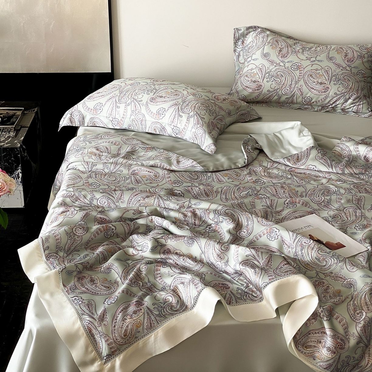 91家纺网 家纺一手货源 找家纺 丽笙被芯 2026新款A类兰精天丝数码印花Naia镂空夏被夏凉被空调被-系列二 洛琳